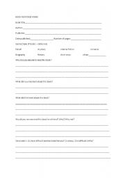 English Worksheet: Book response form