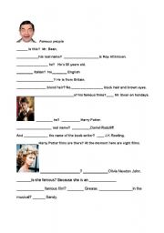 English Worksheet: Famous people