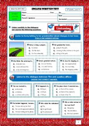 English Worksheet: Landscapes+Crime Scene Test (8th grade) + correction PART 1