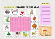 English Worksheet: Months of the year wordsearch