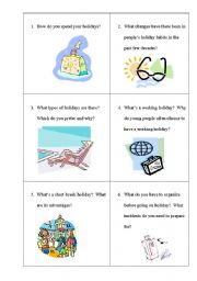 English Worksheet: HOLIDAYS and TOURISM Talking Cards