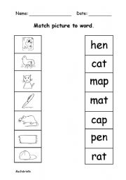 Match word to picture - phonics