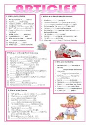 English Worksheet: articles