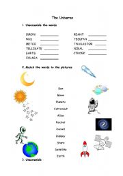 English Worksheet: The Universe - matching