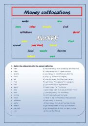 English Worksheet: Money terms 