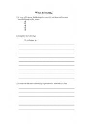 English Worksheet: What is beauty?