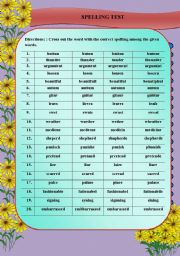 English Worksheet: Spelling test