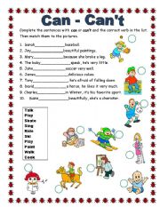 English Worksheet: Can - Cant