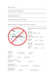 English Worksheet: Bullying