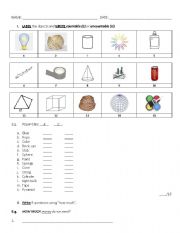 English worksheet: Exam on containers and countables