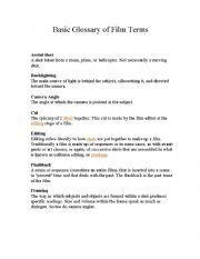 English worksheet: Basic Film Terms