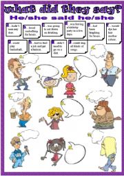 English Worksheet: reported statements