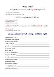 English Worksheet: Word order 01