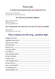 English worksheet: Word order 01