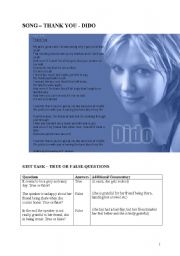 English Worksheet: Dido - Thank You