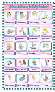 English Worksheet: daily routines 