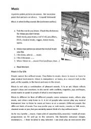 English Worksheet: Music