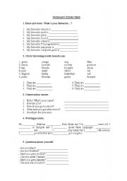 English worksheet: PRIMARY EXERCISES