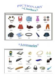 English Worksheet: Clothes and accessories pictionary (visual vocabulary)