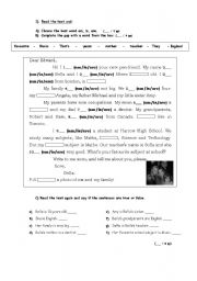 English Worksheet: Read, complete and asnwer