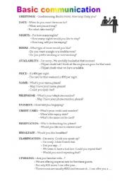 English Worksheet: HOTEL ENGLISH - Basic communication