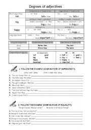 English Worksheet: Degrees of adjectives