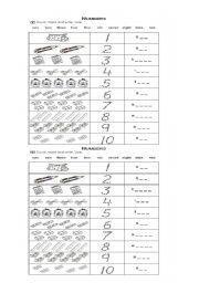 English Worksheet: COUNT TRACE AND WRITE
