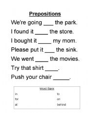 English Worksheet: Prepositions