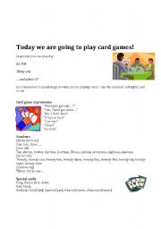 English Worksheet: Card game instruction