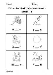 English Worksheet: Vowel e