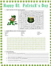 English Worksheet: St. Patricks Day 