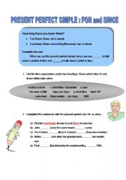 English Worksheet: Present  Perfect Simple: For and Since