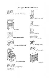 English Worksheet: Types of Medieval Furnitre