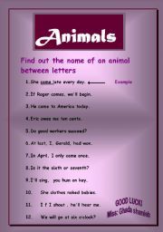 English worksheet: animals 