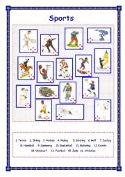English Worksheet: Sports