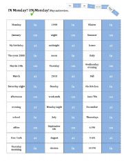 English Worksheet: Prepositions Domino