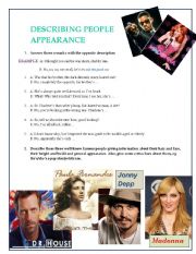 English Worksheet: Describing famous people