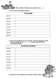 English Worksheet: daily routine