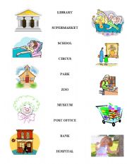 English Worksheet: matching exercise on places