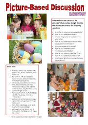 English Worksheet: Picture-based discussion Elementary - (03) Family occasions, holidays