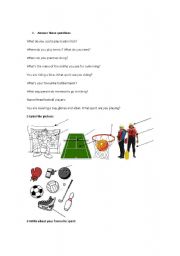 English worksheet: sport equipment