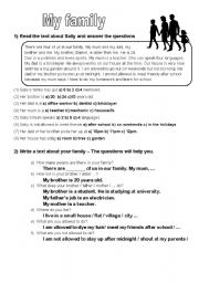 English Worksheet: My family