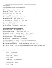 English worksheet: Review of coordinating conjunctions, and was and were/ wasnt werent