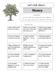 English Worksheet: Lets talk about MONEY - conversation cards