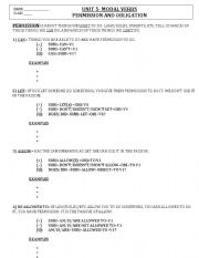 English Worksheet: MODAL VERBS:PERMISSION AND OBLIGATION