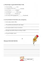 English Worksheet: Test on Daily Routines Version B Part 2