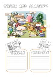 English Worksheet: THINK AND CLASSIFY