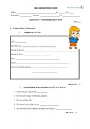 English Worksheet: listening test 7th grade