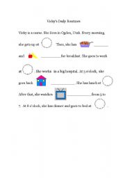 English worksheet: Vickys Daily Routines