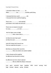 English worksheet: Susan Boyle/I Dreamed A Dream Song Worksheet